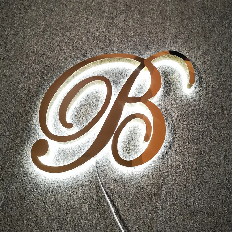 Outdoor light galvanized metallic letrero signage backlit led metal alphabet 3d lighted logo sign luminous letters for office