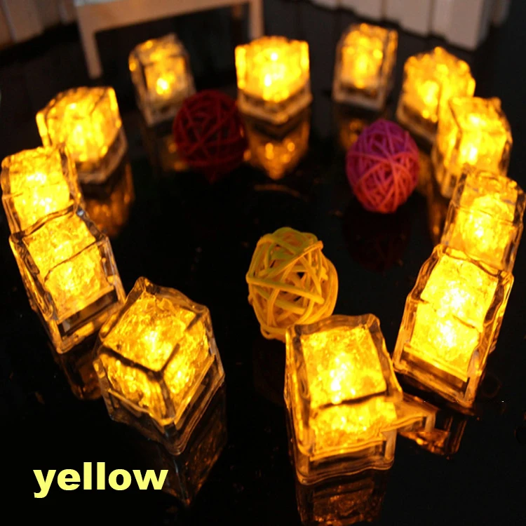 Best fast slow flashing square glitter light up LED ice cube for party bar christmas