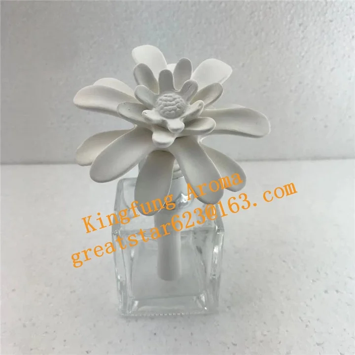 Hot Sell Ceramic Aroma Scent  Clay  Stone Ceramic Flower Diffuser Glass Bottle Reed Air Freshener