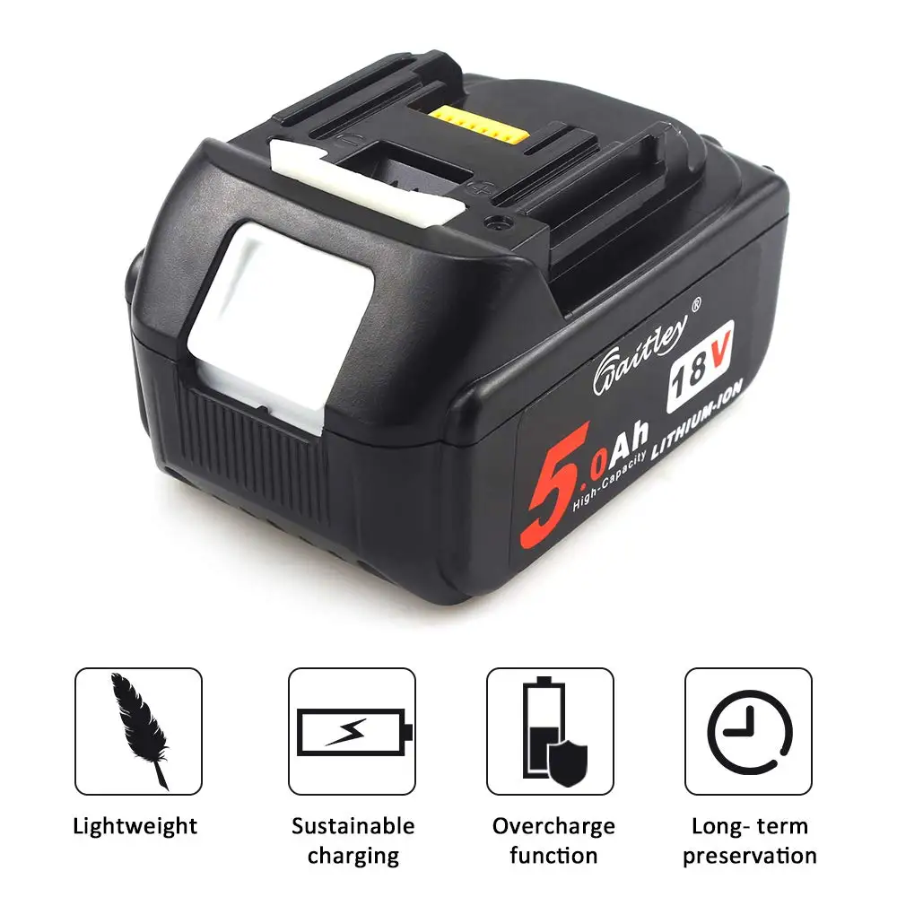 Waitley BL1850 18 V 5.0Ah запасная батарея для Makita Мощность Инструмент 5000 мА/ч BL1840 BL1860 с LED дисплеем питания 18В