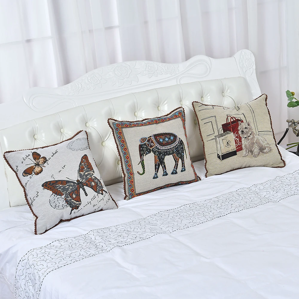 Cotton Throw Pillow Cover Wholesale Custom Made Sublimation Digital Printed Plain Eco-friendly Throw Pillow