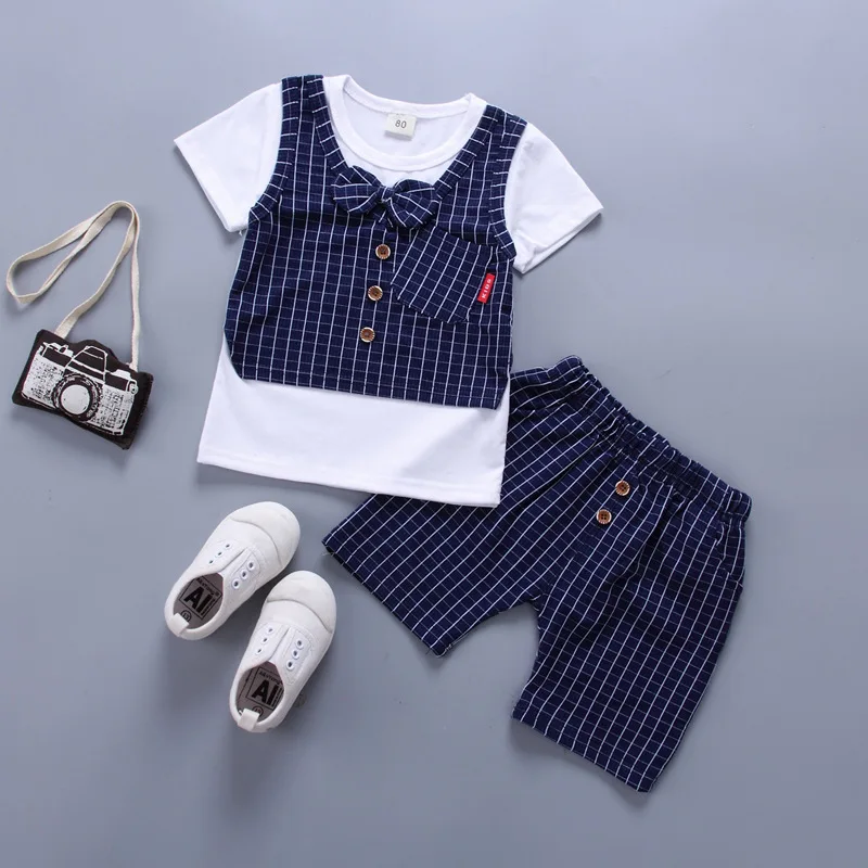 
wholesale Summer cotton short sleeve baby clothes pant sets boys children kids t-shirt suit 