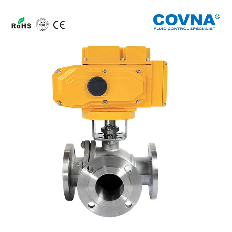 COVNA Electric Actuator Valve Flange End IP68 Explosion Proof 24V 2 Way 3Way 5 Inch Motorized Ball Valve