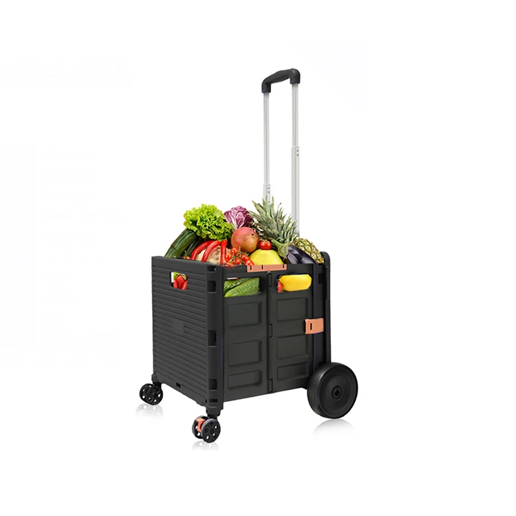 Fashion Trolleys Plastic Folding Multipurpose Wheel Portable Handle Shopping Grocery Cart