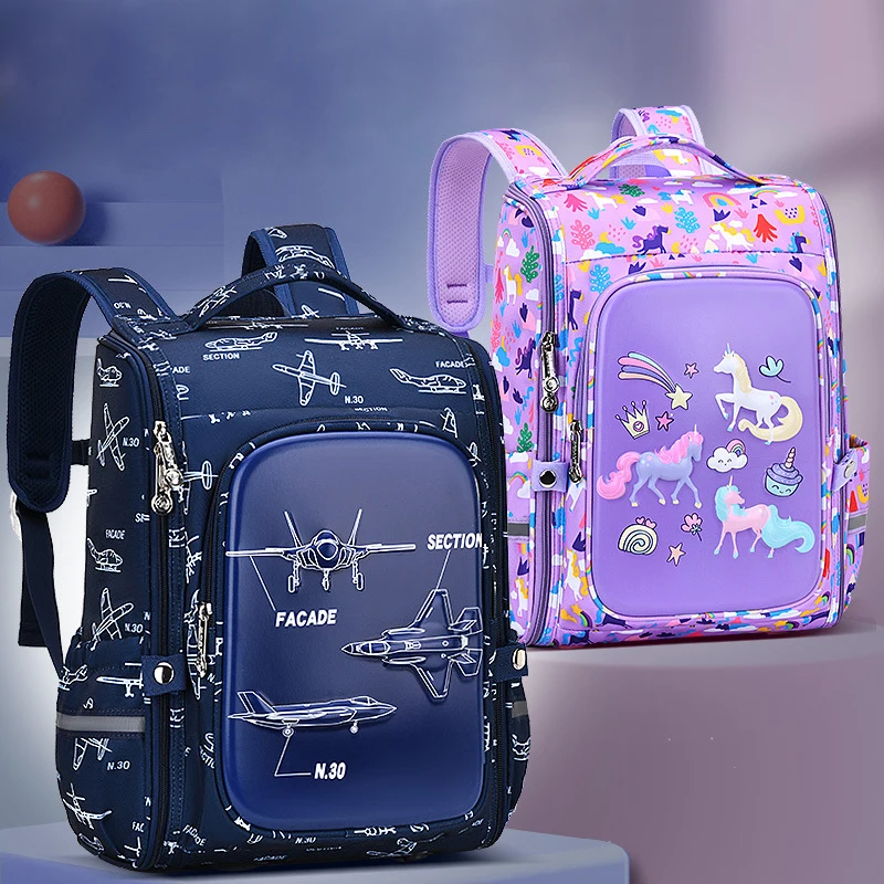 Boys Girls Backpack Kindergarten Elementary School Large Size Printing Waterproof Back to School Travel Bag