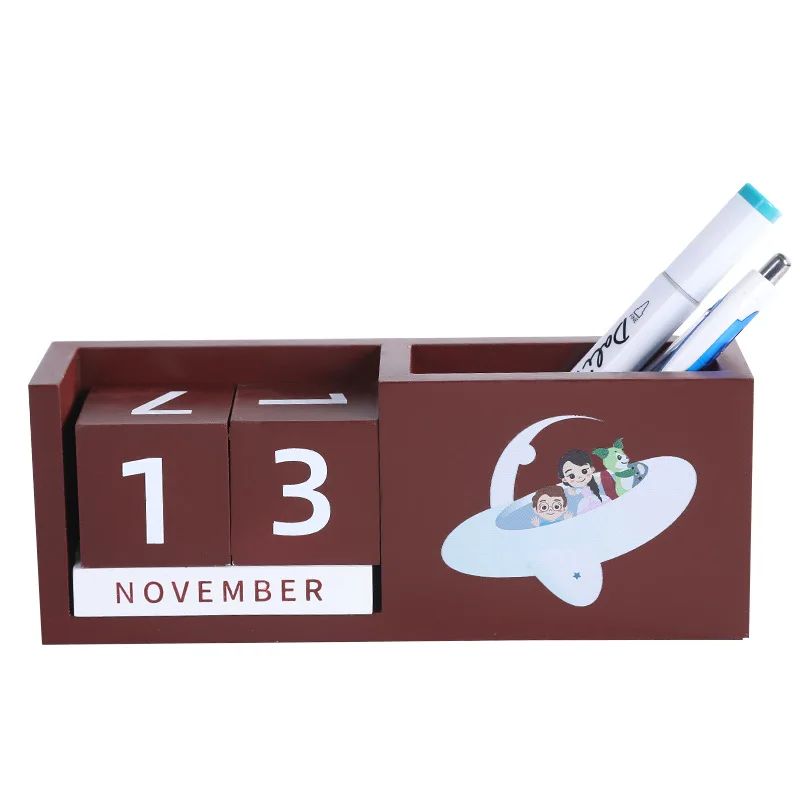Factory Direct Supply Custom Creative Cartoon Desk Calendar With Wooden