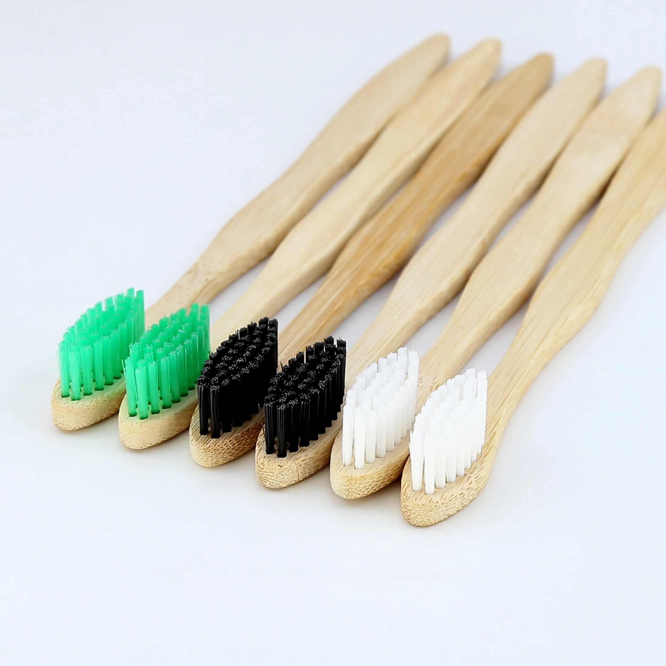 Gourd Shape Flat Handle Biodegradable Bamboo Toothbrush with Nylon Filaments from Dupont Bio-based Material