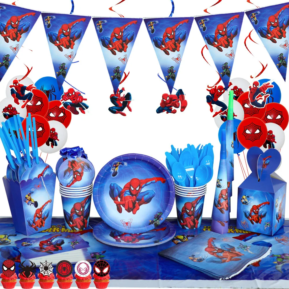 Kids Spiderman Balloon Hero Party Hats Birthday Decoration Tableware