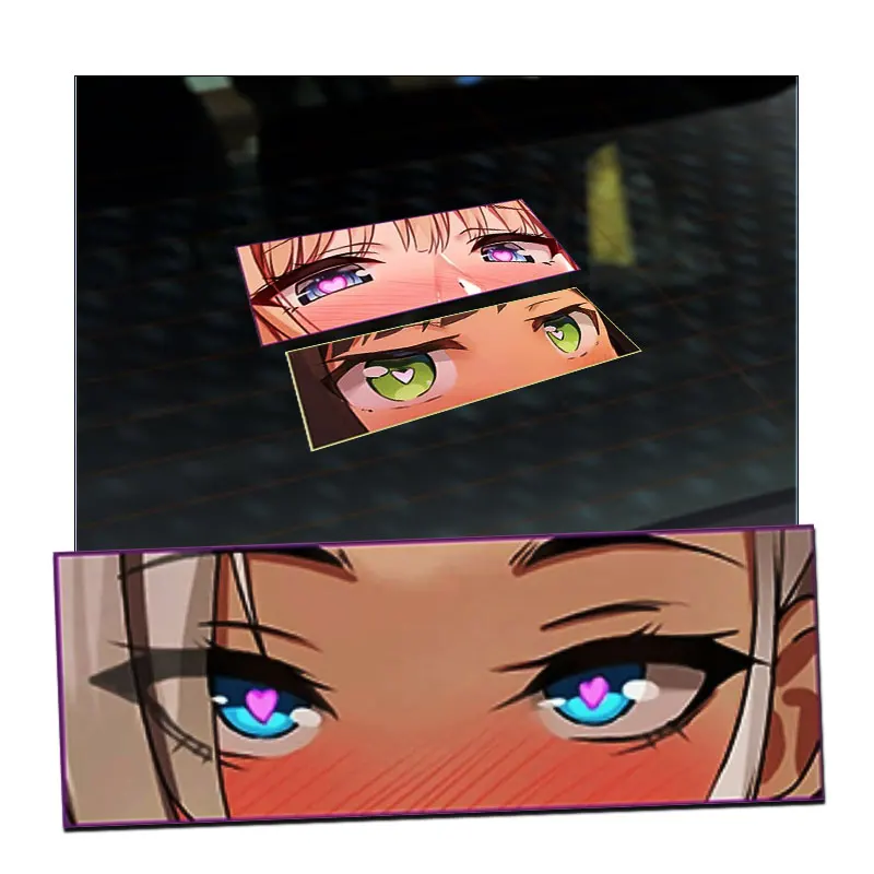 JDM Beauty Two-Dimensional Eyes Fuel Tank Cap Sticker Plastic Car Rear Window Decal Scratch Resistant Machine Applied Car