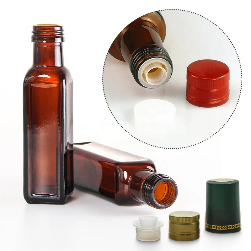 Packaging Square Marasca Oil Food Grade 100ml 250ml 500ml 1000ml Empty Dark Brown Olive Oil Glass Bottles