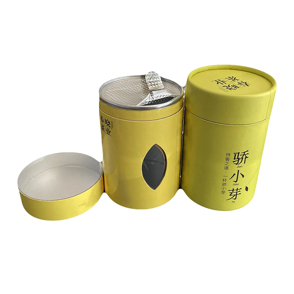 Eco friendly airtight Biodegradable Food Grade Tea coffee bean Cylinder Packaging Custom Kraft Paper Tube