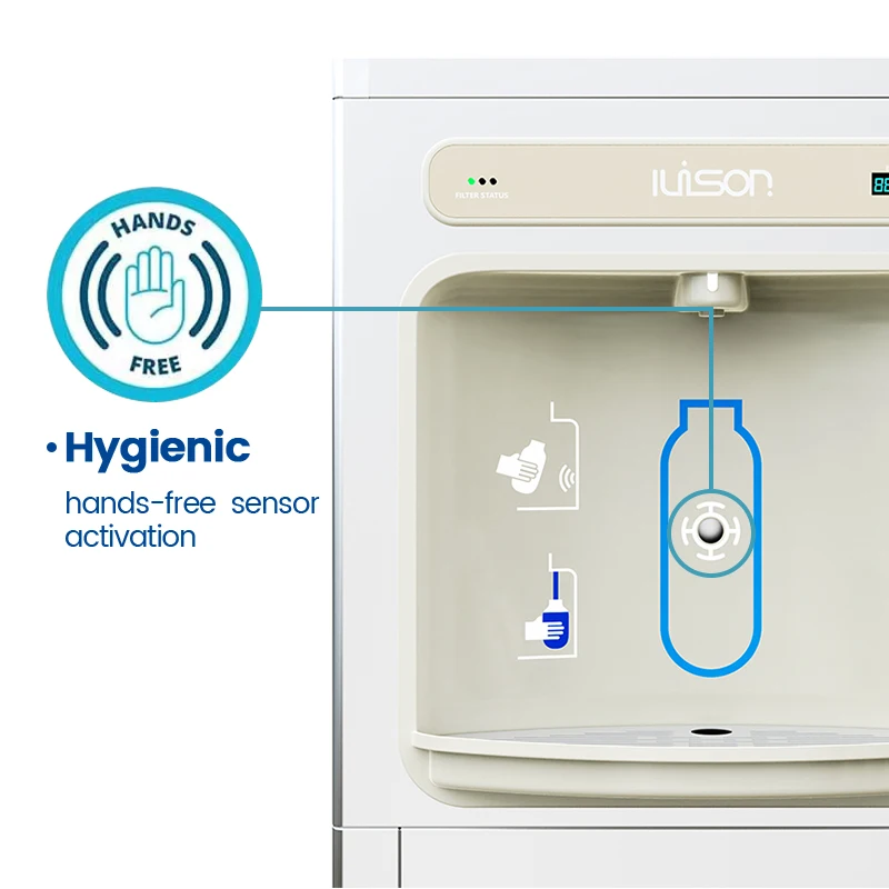 Commercial Large Capacity Stainless Steel Free Standing Water Bottle Filling Station RO Filter Water Cooler Dispenser