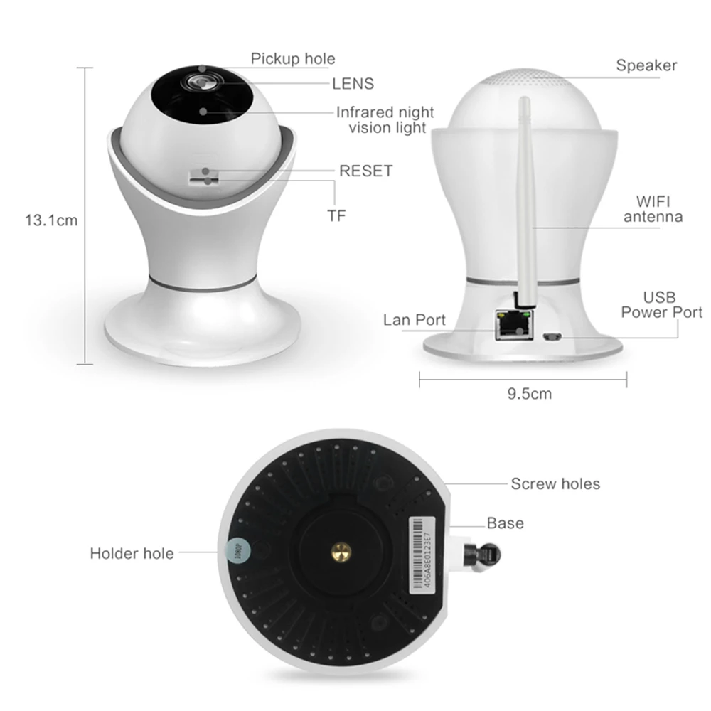 
360EyeS CCTV System HD Dome WiFi P2P Diy 360 Degree Smart Motion Sensor Security Wireless Baby Camera 