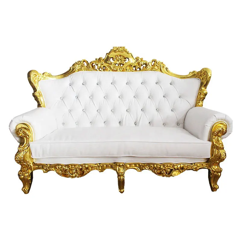 Royal wholesale 3 seat cream golden sofa throne chair