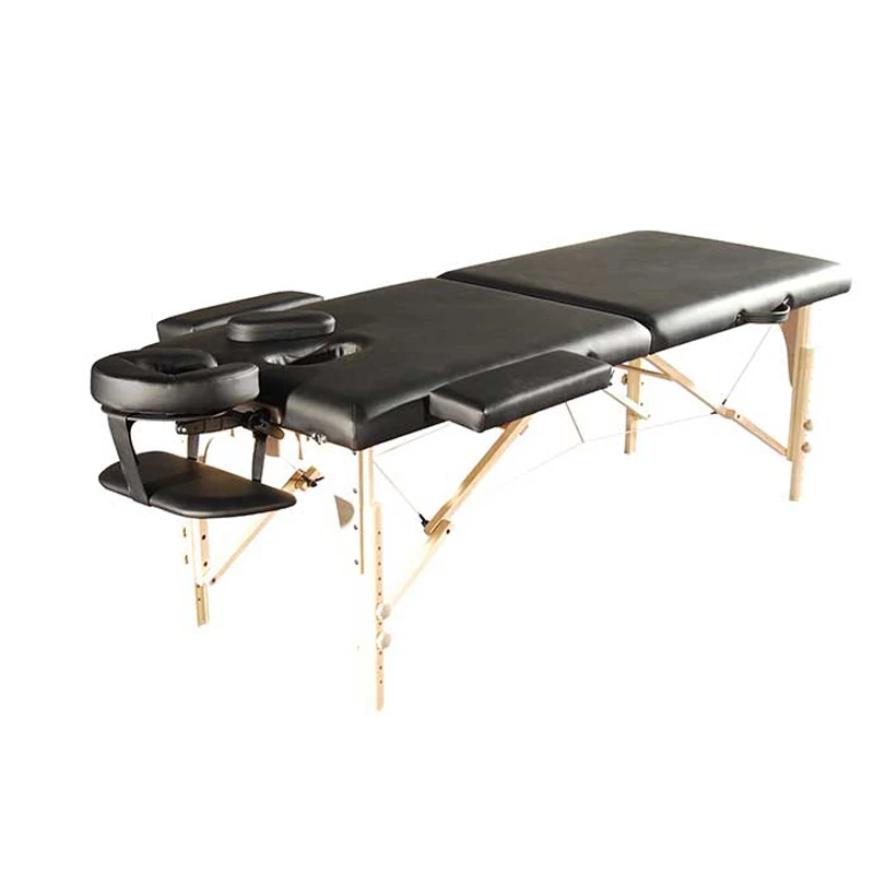 Manufacturer wholesale OEM Hard wood leg Height Adjustable massage table  Face Cradle Bed portable spa table wooden massage bed