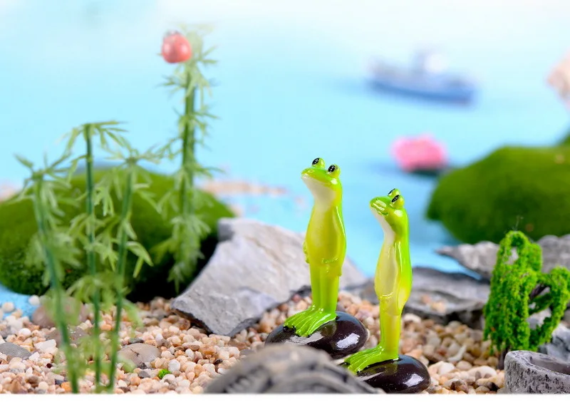 Микро пейзажная Статуэтка мультяшная модель животных Декоративная миниатюрная стоячая лягушка садовый декор