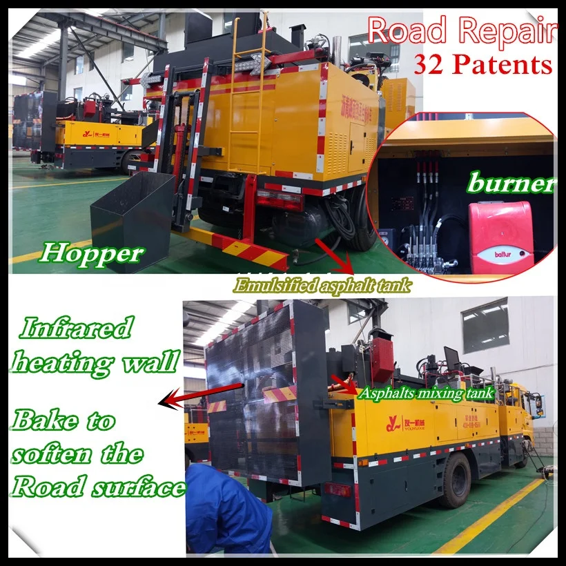 asphalt pavement repair vehicle recycling asphalt mixing plant mini small mobile patching cold batch