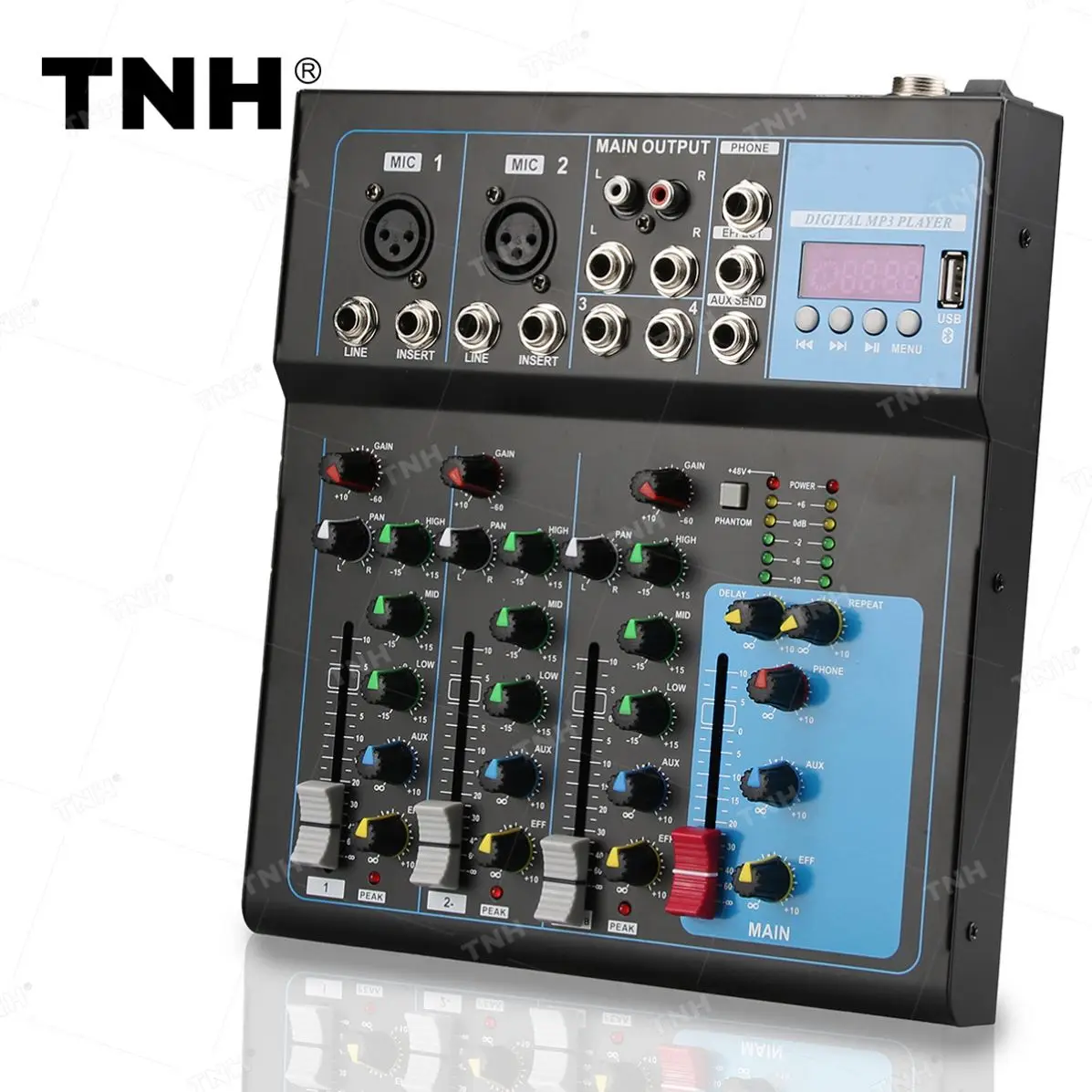 F4 Professional DJ Controller/Audio Console Mixer Digital Audio Sound Card Mixer 4 Channlel Mic/Line Audio Music Console Mixer