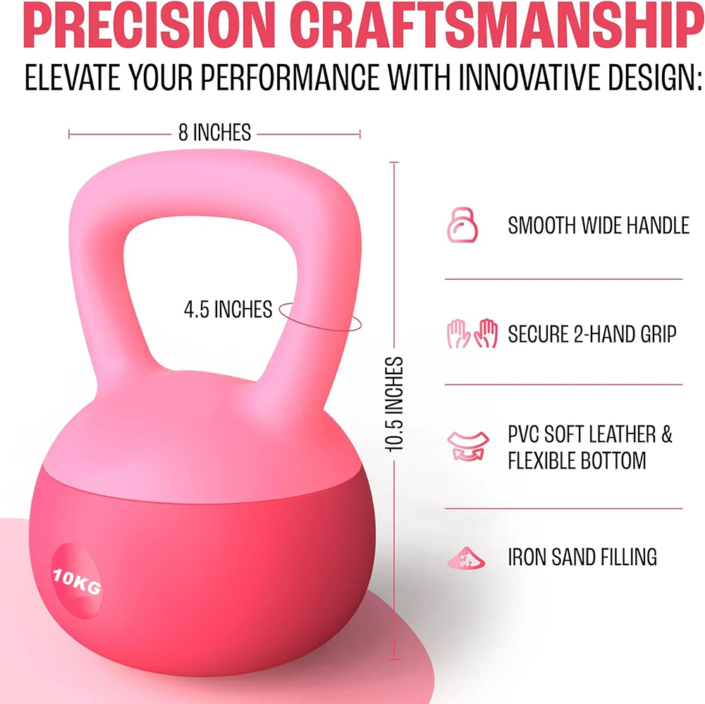 10 KG PVC Soft Kettlebell Sets Safe Strength Training Kettlebells, Kettlebell Weights for Home Workouts