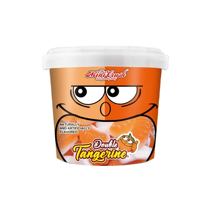 Wholesale delicious Sweet Soft Candy  Double Tangerine shaped Gummy Candy in Jar