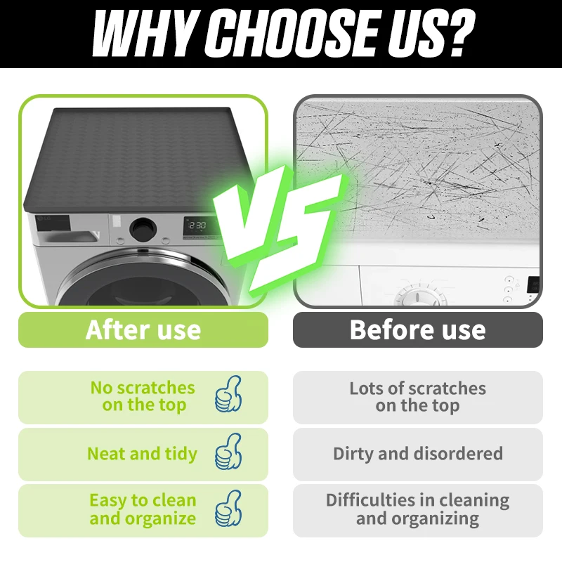 Custom Logo Shape Durable Waterproof Silicone Washable Cover for Washing Machine and Dryer Washer and Dryer Top Protector Mat