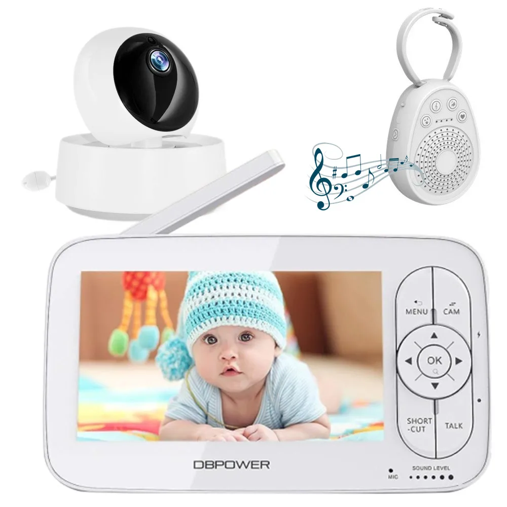 Factory Hot Selling Sound Detection 5 inch HD Display Wireless Video Baby Monitor Bundled with Baby White Noise Sound Machine