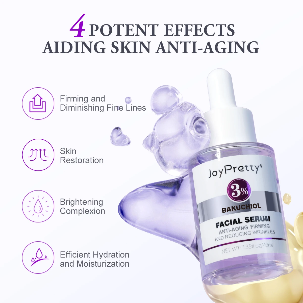 Hot selling bakuchiol serum Private label Vegan smooth anti aging firming fine wrinkles Retinol Natural Extract Face Serum