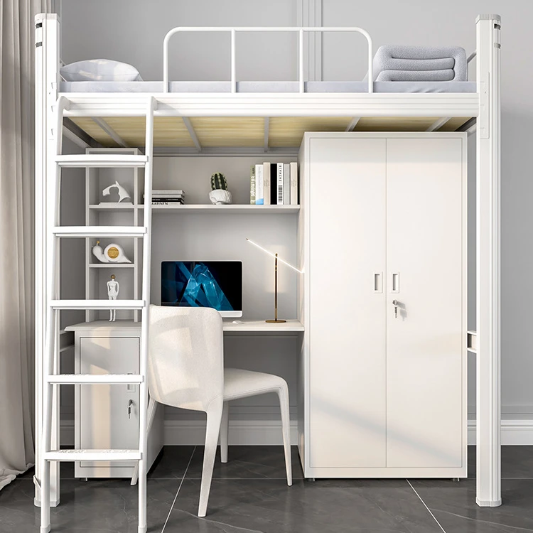 Bunk Dormitory bed loft bed with desk and wardrobe School furniture Loft Bed cama alta