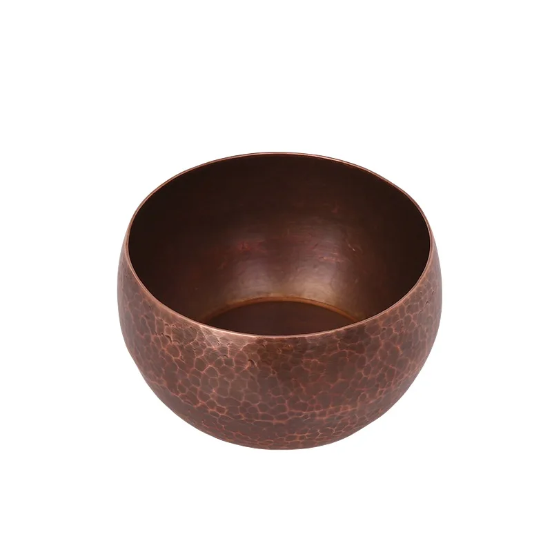 Metal Spun Solid Pure Copper Hammered Candle Indian Round Brass Decorative Bowl