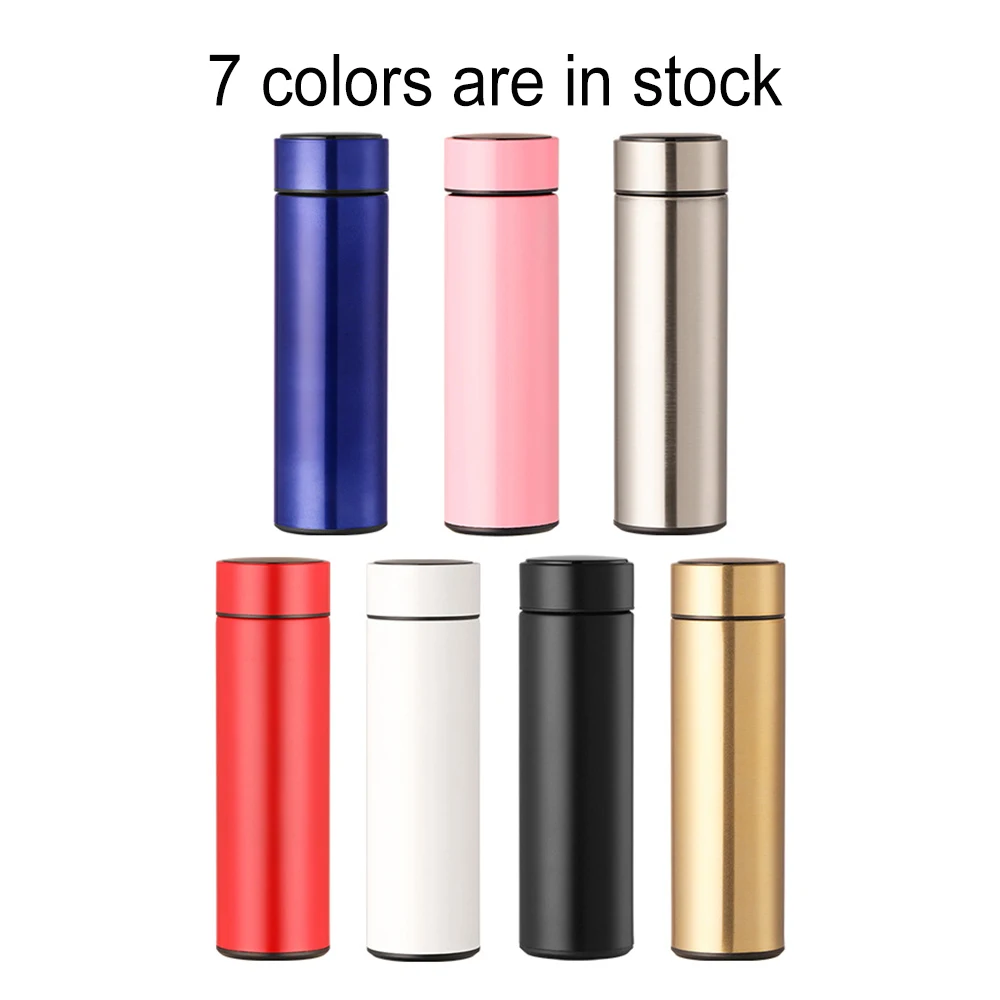 500ml smart thermos flask smart led temperature control stainless steel water bottle with time marking