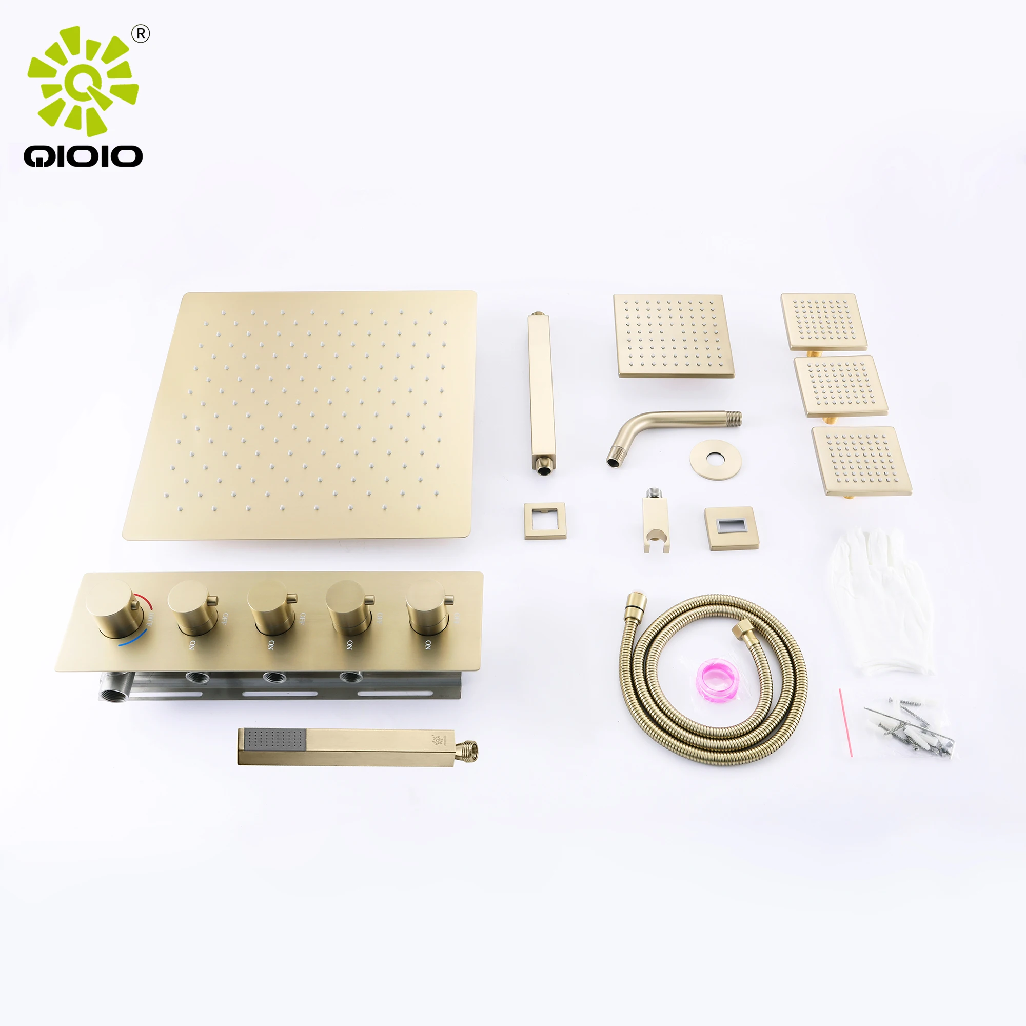 bathroom four Function  304 stainless steel brushed gold Concealed Thermostatic Shower Mixer