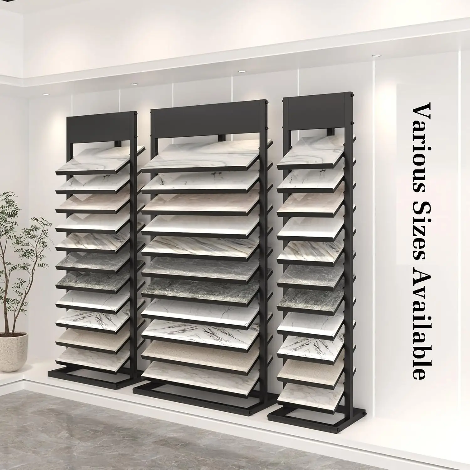 Floor Standing Strong Load Bearing Large Ceramic Sample metal display Rack