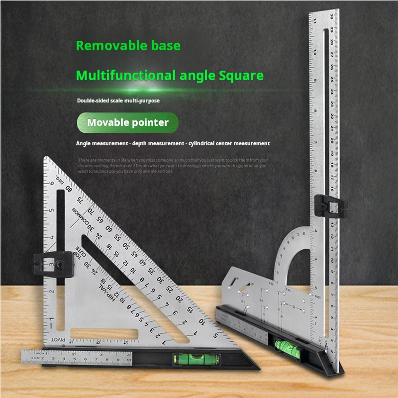 Stainless steel triangle plate woodworking triangle ruler metric 90 degree 45 degree 12 inch right angle ruler