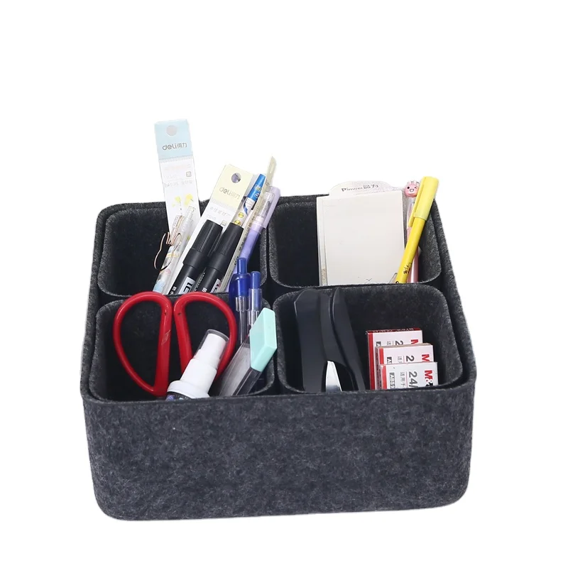 5- Pack dimensional multifunctional Felt storage organizer office desktop item storage box,felt multi compartment Felt storage