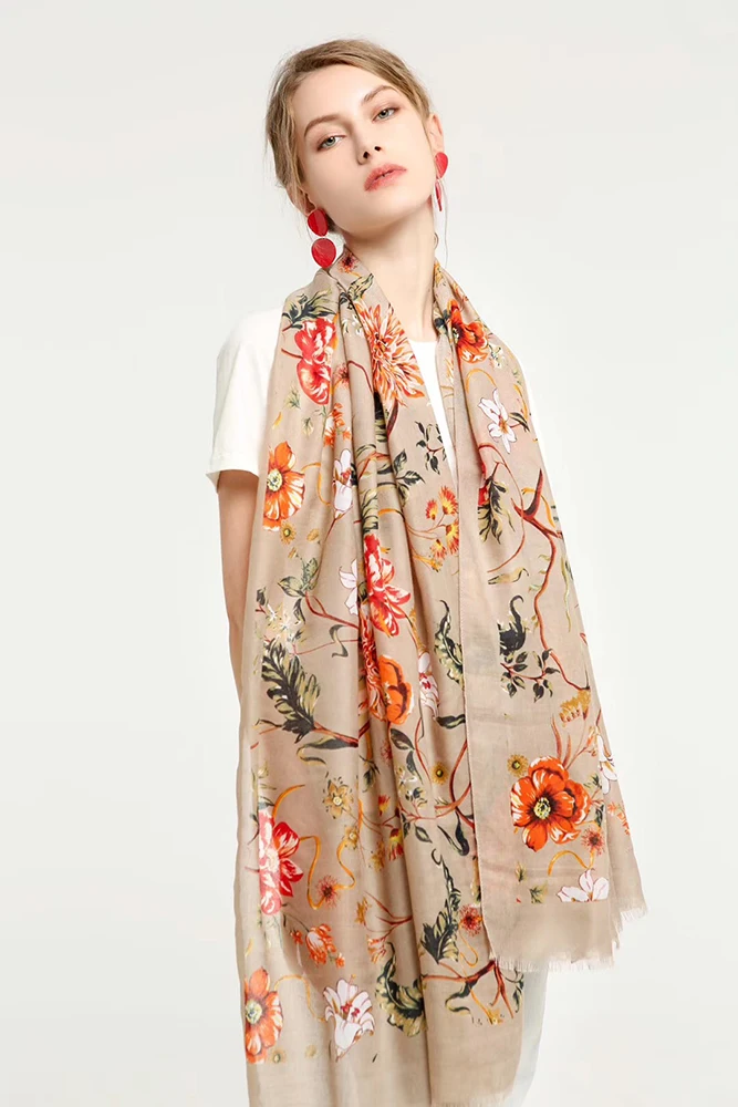 
Nice Flower Pattern Printed Viscose Scarf 90*180 Scarf women hijab shawl 