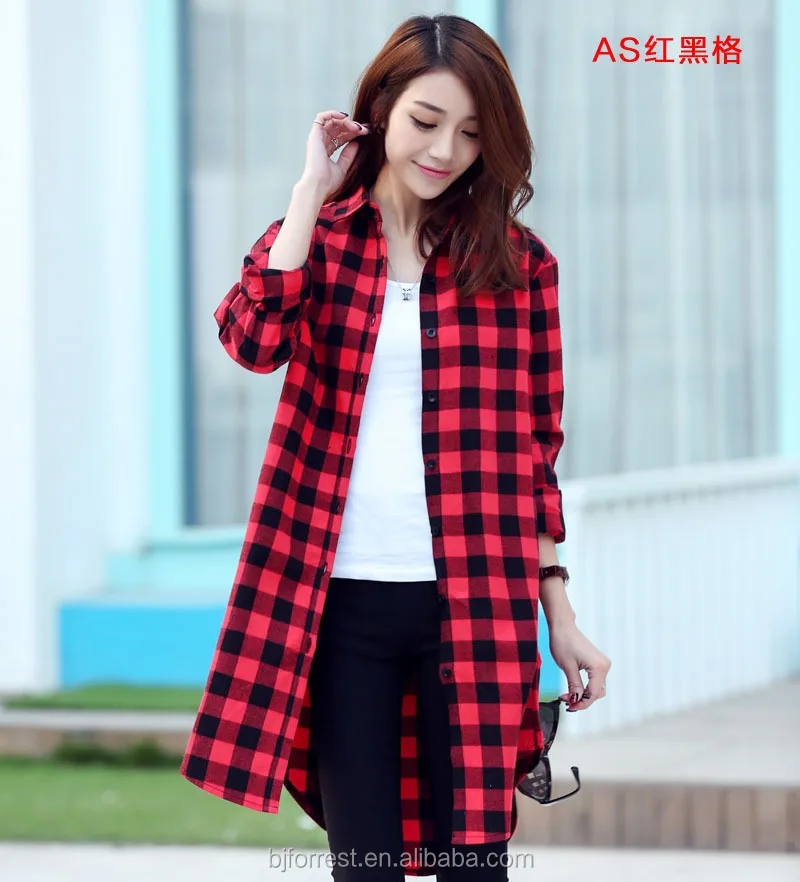 
2021 new 100% cotton flannel shirt women plaid shirts blouse 