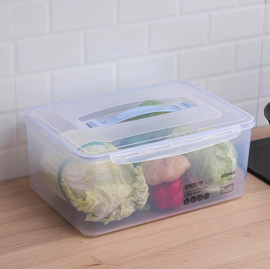 Large capacity airtight stackable 4 pcs transparent seal box set PP plastic food container with handle