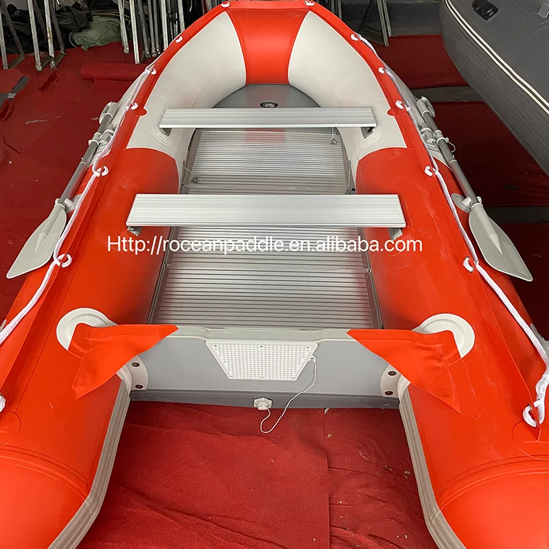CE China supplier Orange/Grey 1.2mm Folding air  pvc inflatable dinghy boats with motor For 4 5 6 Passengers