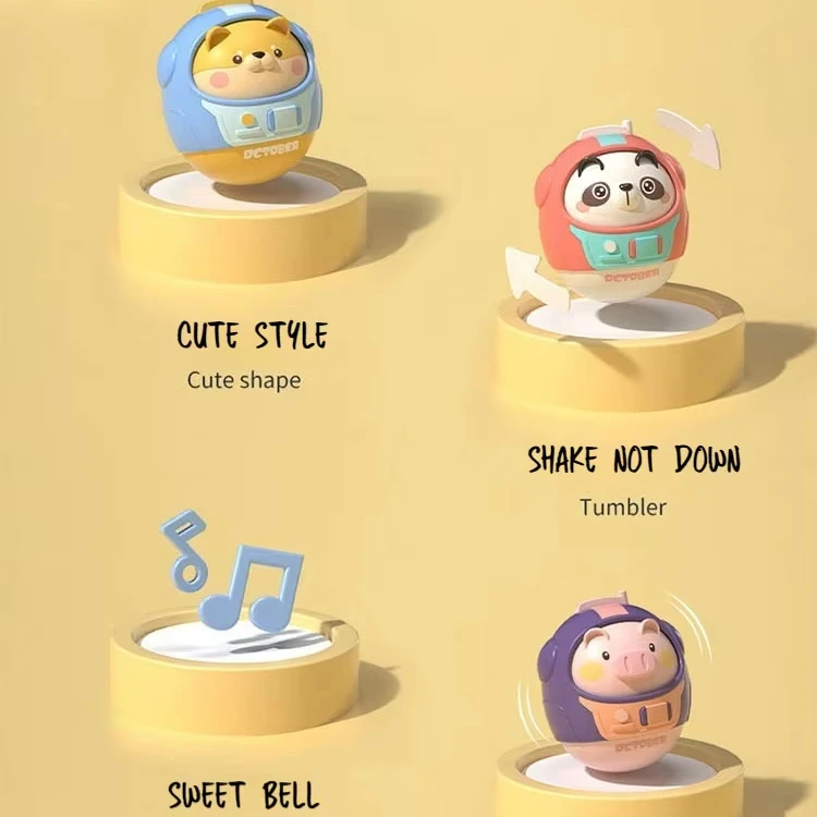 New Arrival Unisex Rattle Doll Large Plastic Tumbler Toy with Cartoon Animal Cross-Border Tumbler Early Educational Toy Kids