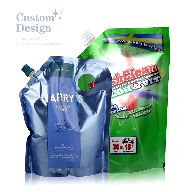 Custom Plastic Liquid Recyclable Spout Pouch Drink Juice Washing Liquid Detergent Packaging
