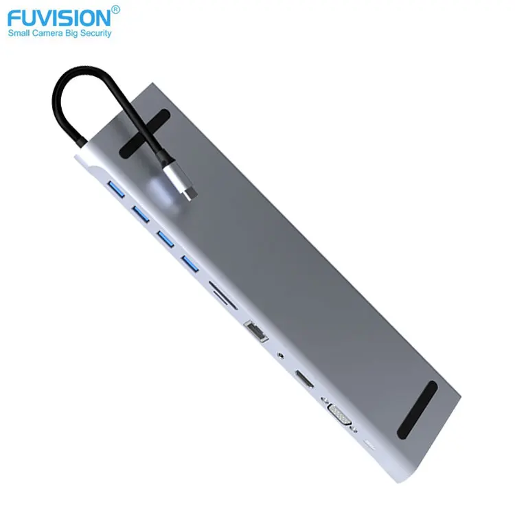 All in one Space Gray 11 in 1 Type C Expansion Docking Station Adapter  Laptop USB Hub
