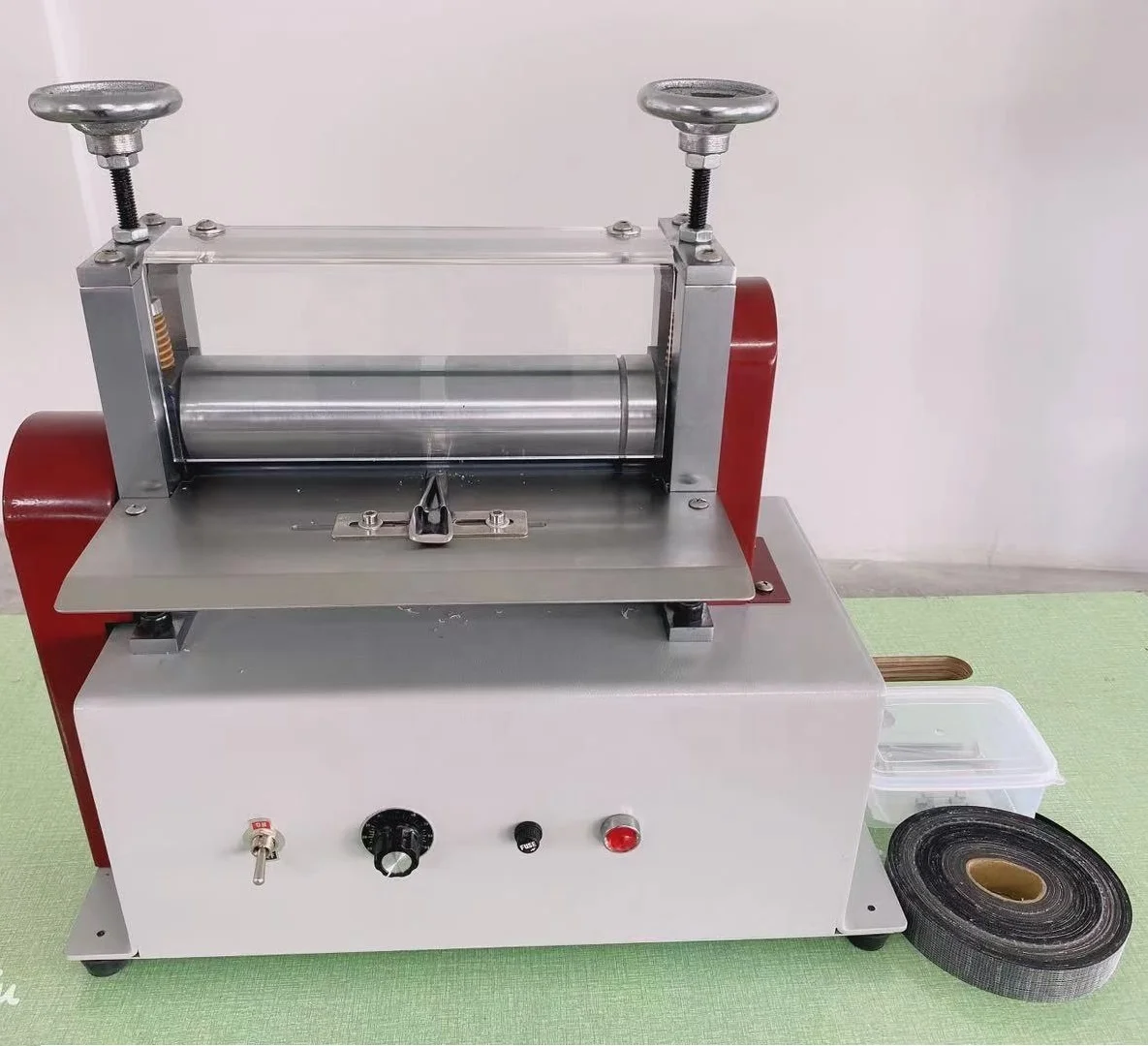 PU leather Strip attatchment double side folding machine