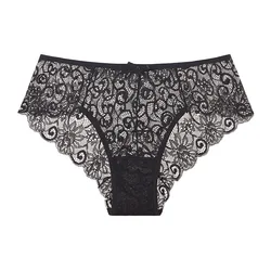 Oem Knickers Cotton Brief Transparent Seamless Plus size Mid Waist Women Full Lace Panties Underwear Sexy Transparent Panties