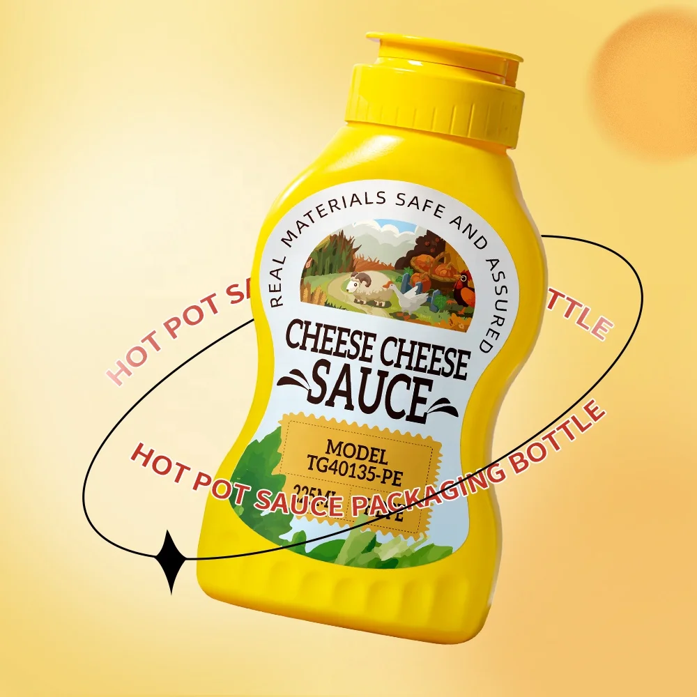 Factory China 8oz 227ml HDPE hot filling chili salad chicken gravy soy sauce hot sauce bottle plastic