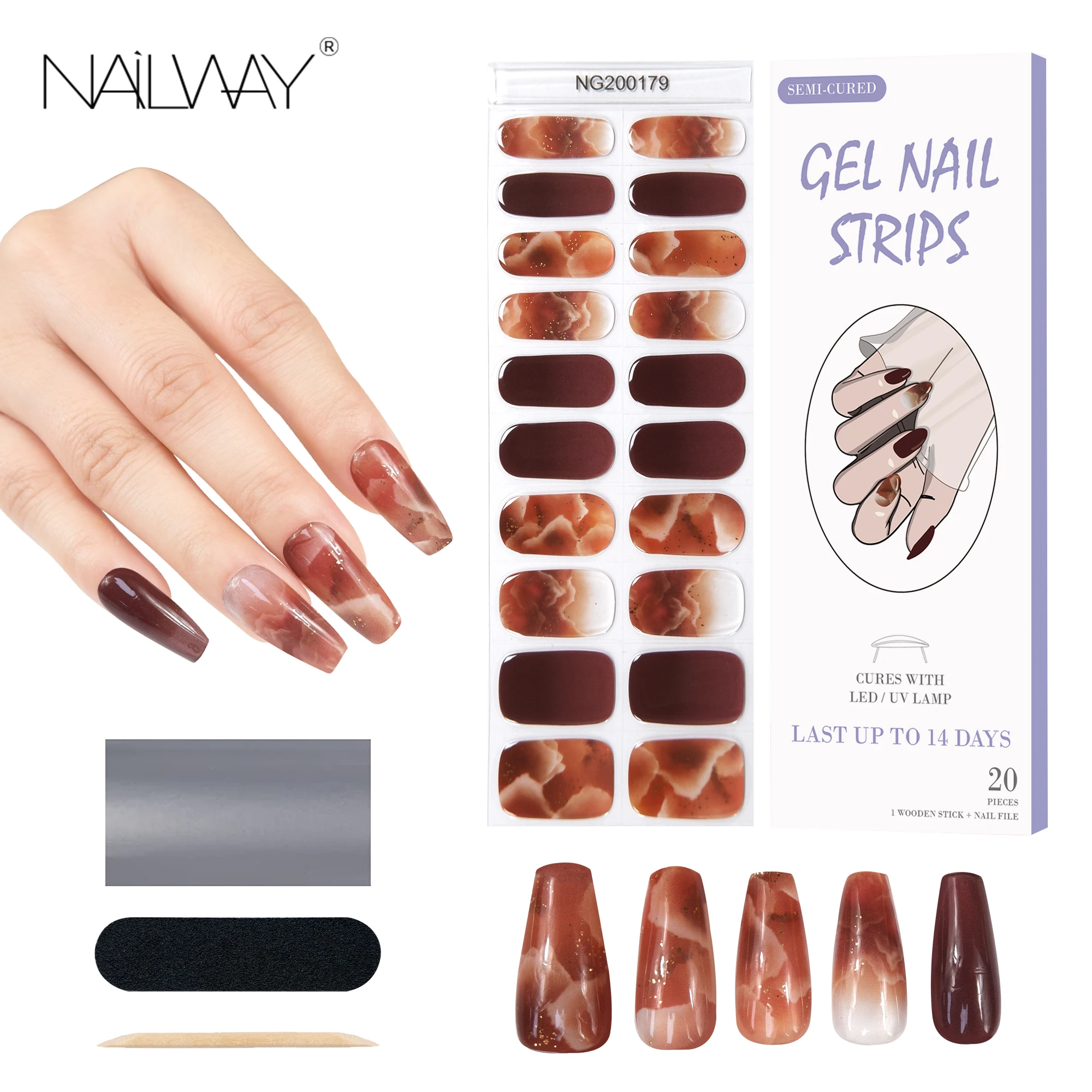 Высокое качество, оптовая продажа, полное покрытие, нетоксичный стойкий полуотвержденный УФ-гель, наклейка для ногтей