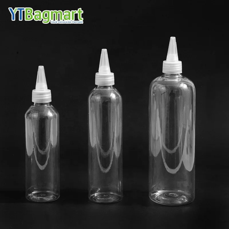 60 Ml 100 Ml 150 Ml 200 Ml Pet Twist Top Cap Applicator Mini Squeeze Bottle For Hair Oil