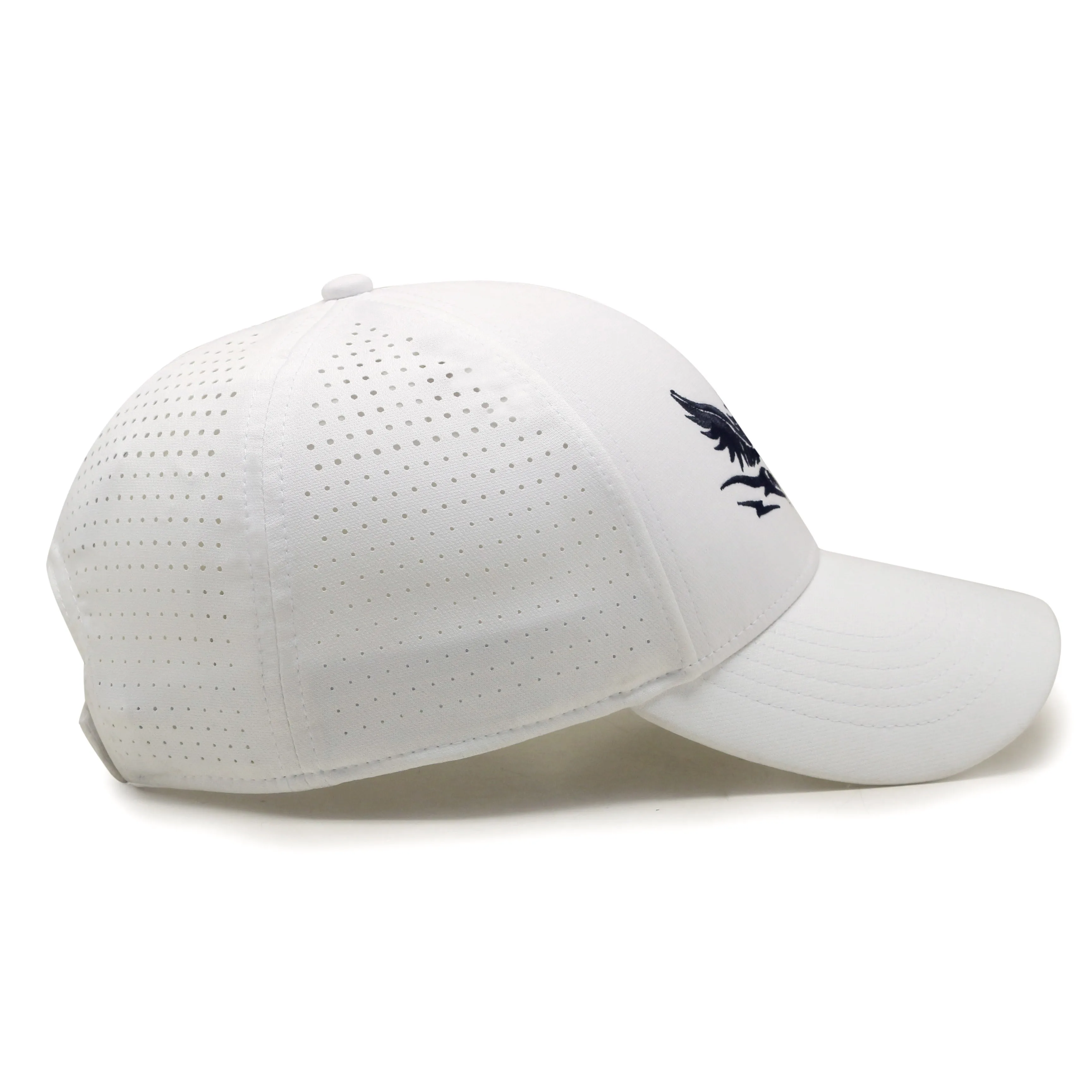 wholesale custom laser hole white golf tennis quick-drying mens stock sport hat ventilated racing baseball cap