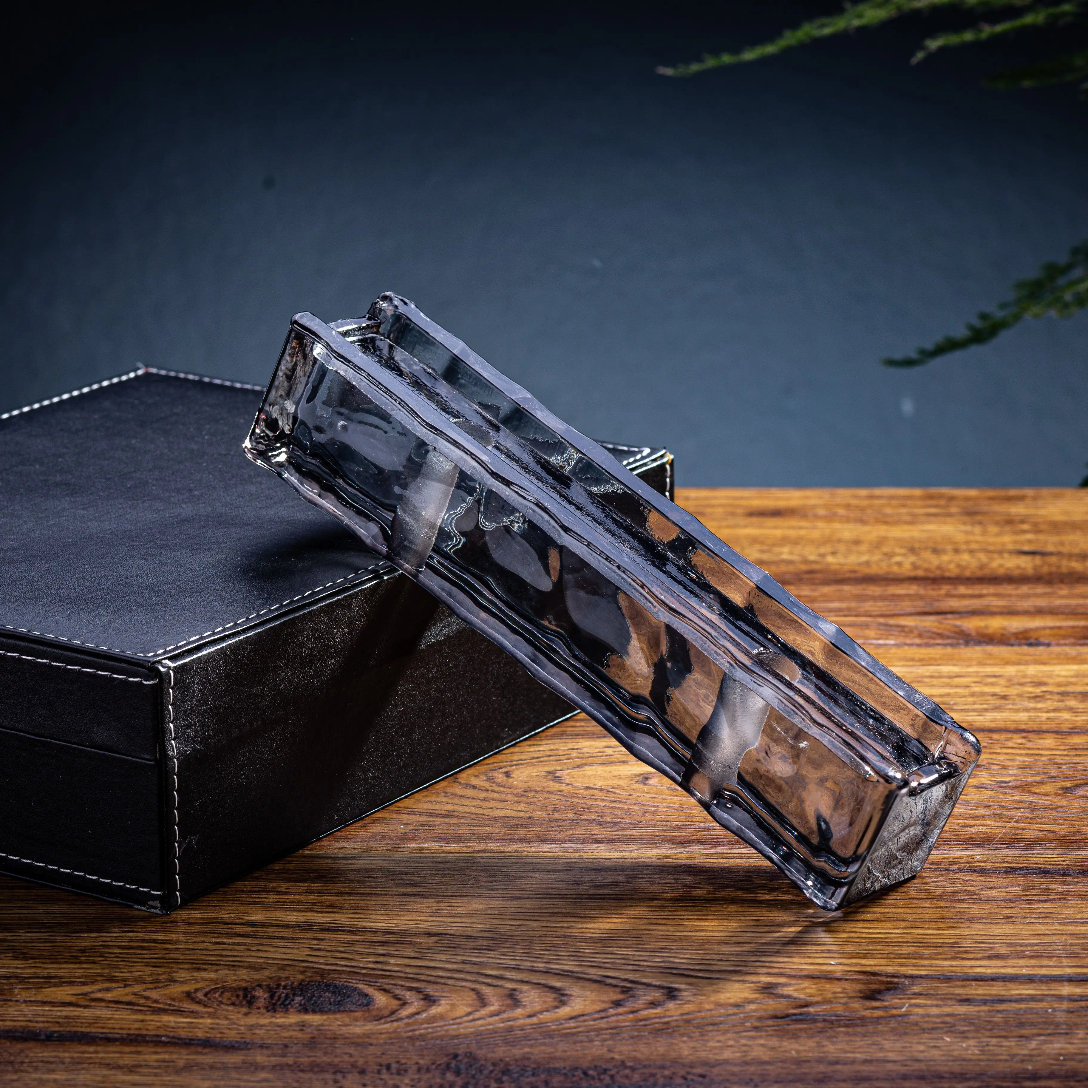 JYG 240x50x50mm Rectangular solid crystal glass brick with two holes for bar building decorative