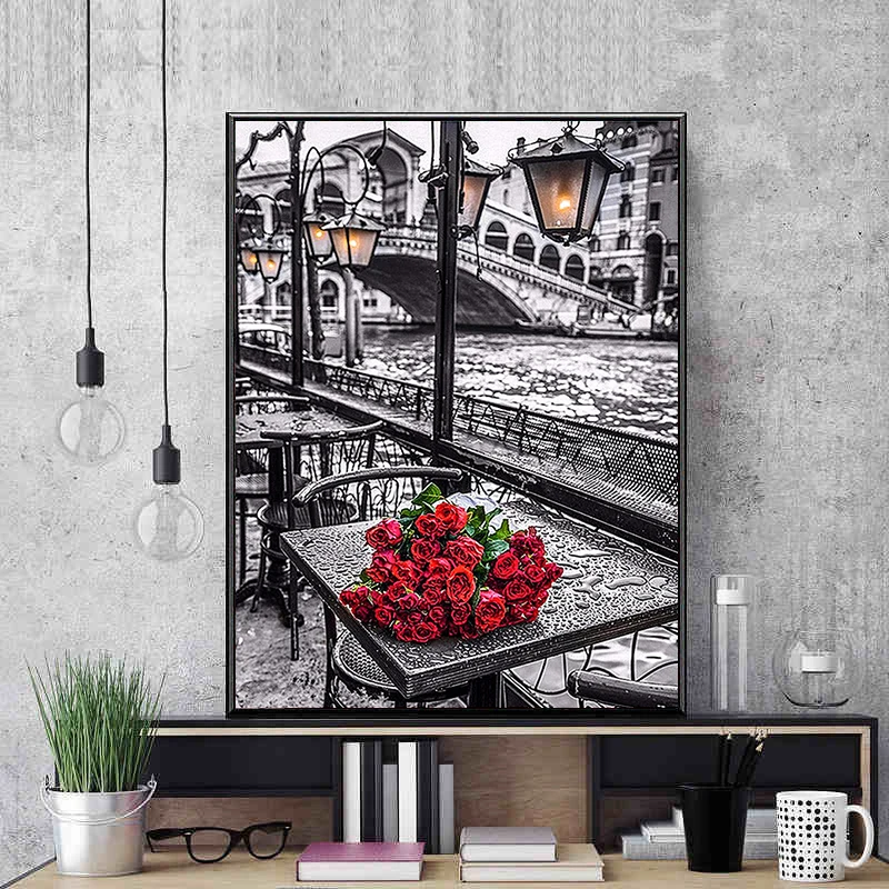 
Diamond Painting 5D Diy Full Drill Square Or Round Rose Town Canvas Pictures 30*40CM Diy Painting 3D Wall Art Canvas 