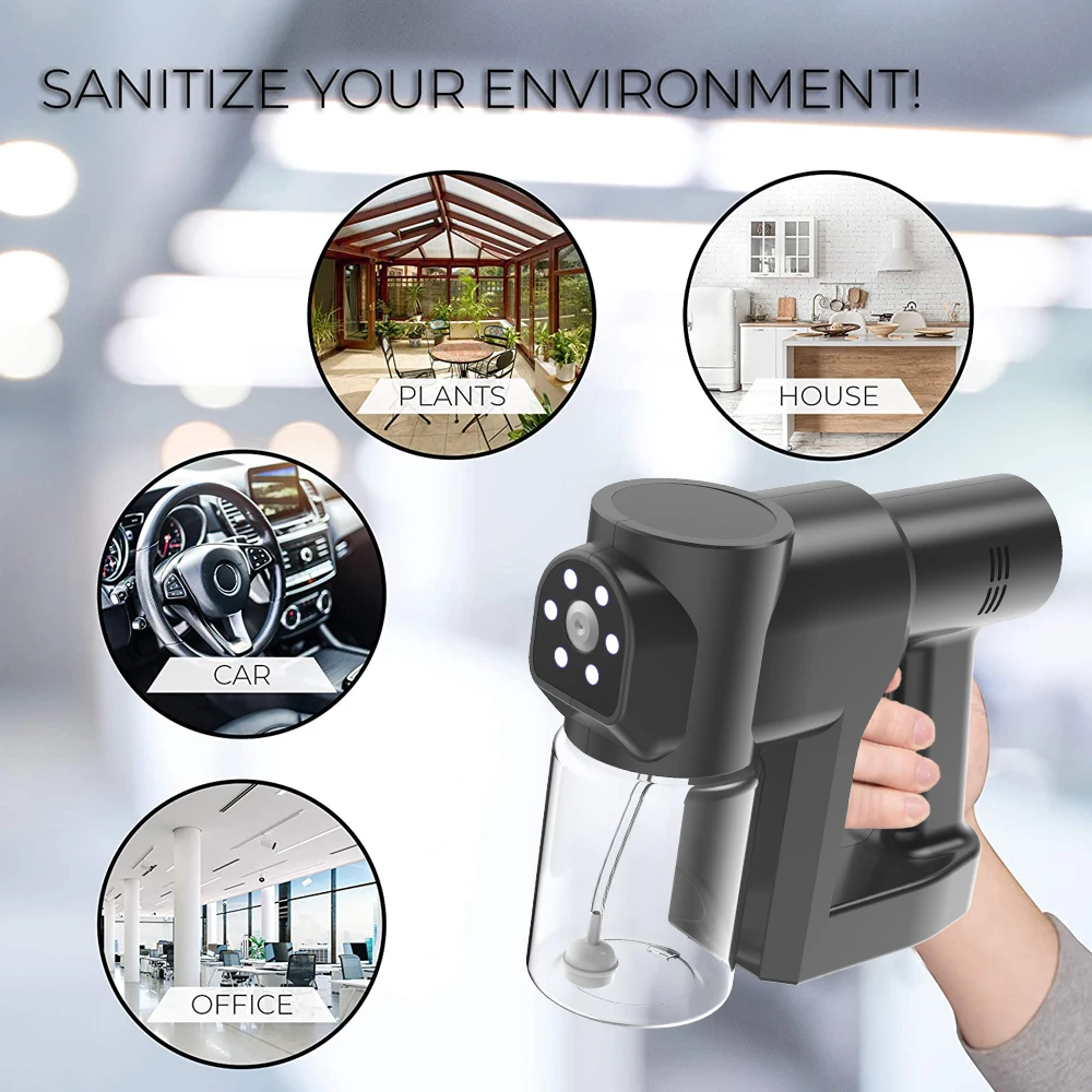 
Wireless Mini Portable Automatic Blue Light Disinfection Electric Nano Spray Gun 